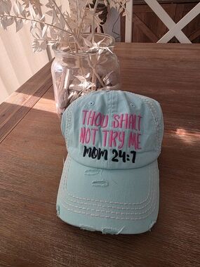 KBETHOS Light Teal Mom Baseball Cap with Pink and Black Embroidery